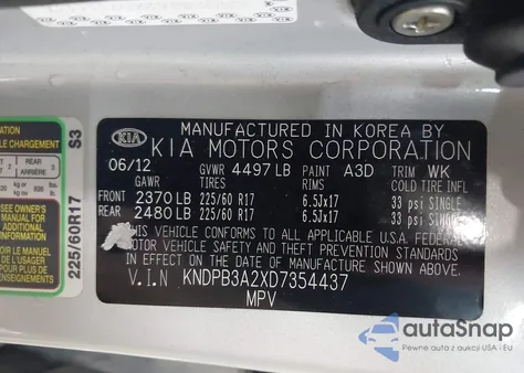 2013 Kia Sportage Lx из США, поврежденный, VIN KNDPB3A2XD7354437